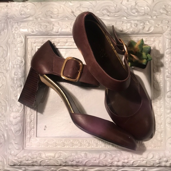 Ladies Franco Sarto brown ankle strap career shoes - Picture 4 of 7
